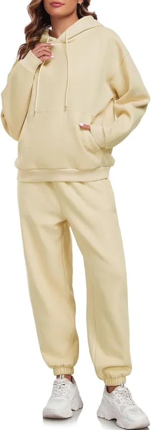 HOTIAN Womens 2 Piece Outfits Sweatsuit Oversized Hoodie Sweatshirt and Joggers Sweatpants Sets Tracksuit