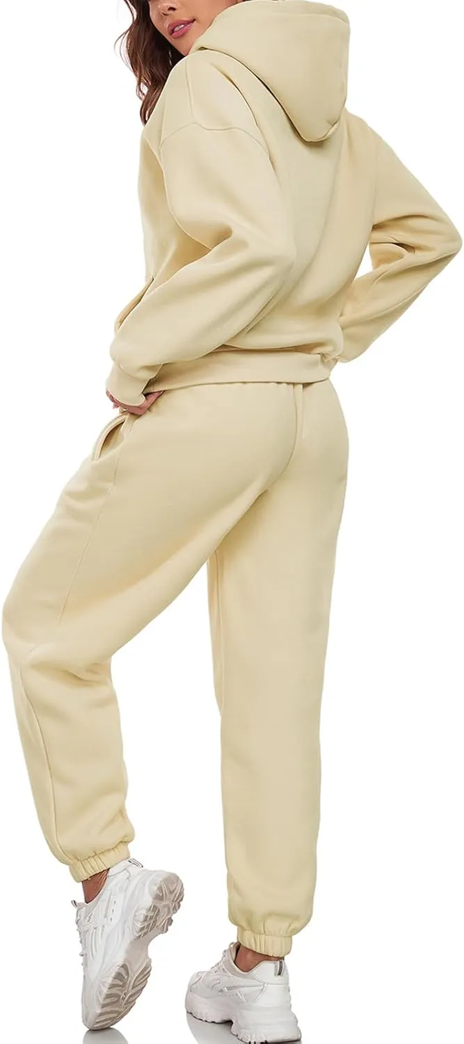 HOTIAN Womens 2 Piece Outfits Sweatsuit Oversized Hoodie Sweatshirt and Joggers Sweatpants Sets Tracksuit