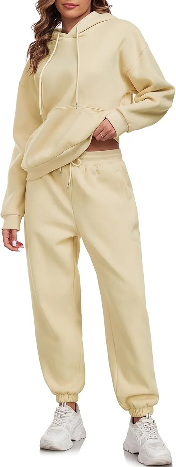 HOTIAN Womens 2 Piece Outfits Sweatsuit Oversized Hoodie Sweatshirt and Joggers Sweatpants Sets Tracksuit