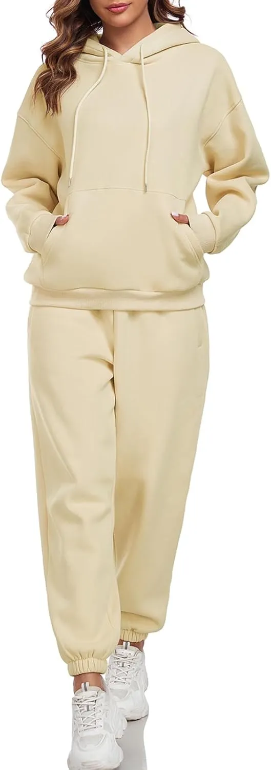 HOTIAN Womens 2 Piece Outfits Sweatsuit Oversized Hoodie Sweatshirt and Joggers Sweatpants Sets Tracksuit