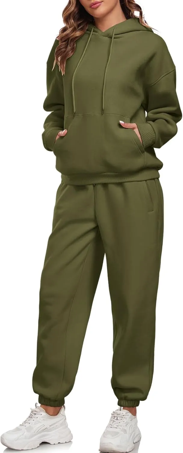 HOTIAN Womens 2 Piece Outfits Sweatsuit Oversized Hoodie Sweatshirt and Joggers Sweatpants Sets Tracksuit