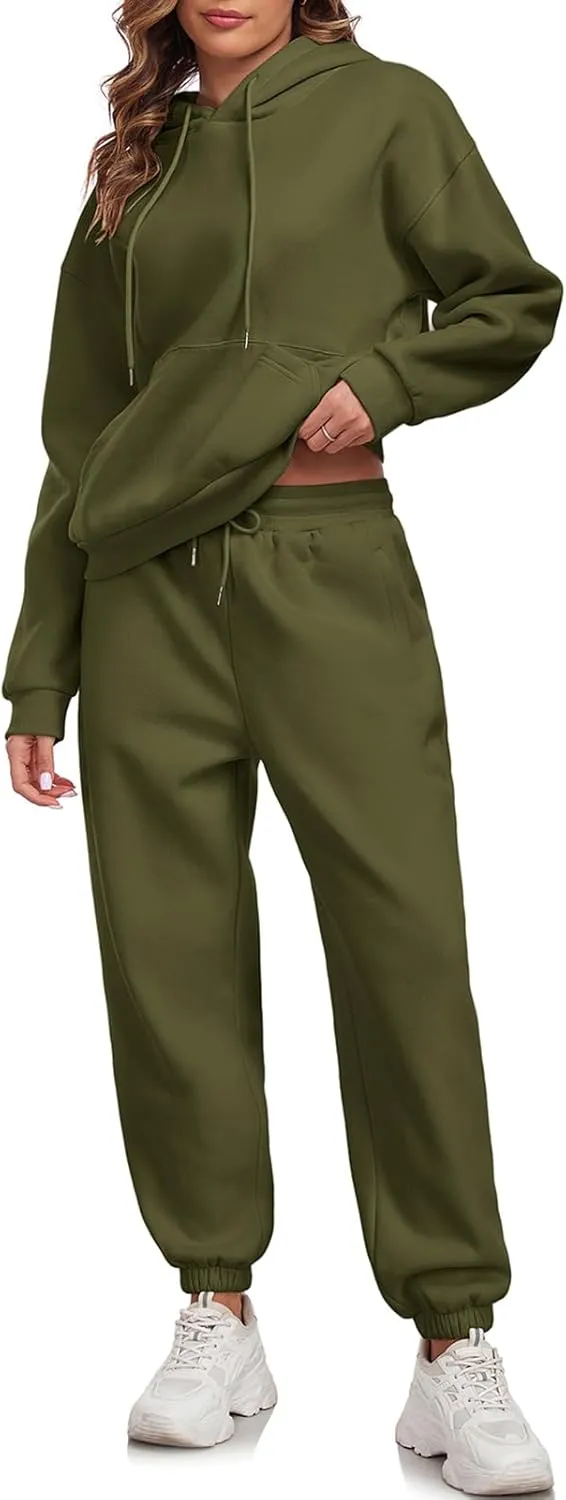 HOTIAN Womens 2 Piece Outfits Sweatsuit Oversized Hoodie Sweatshirt and Joggers Sweatpants Sets Tracksuit