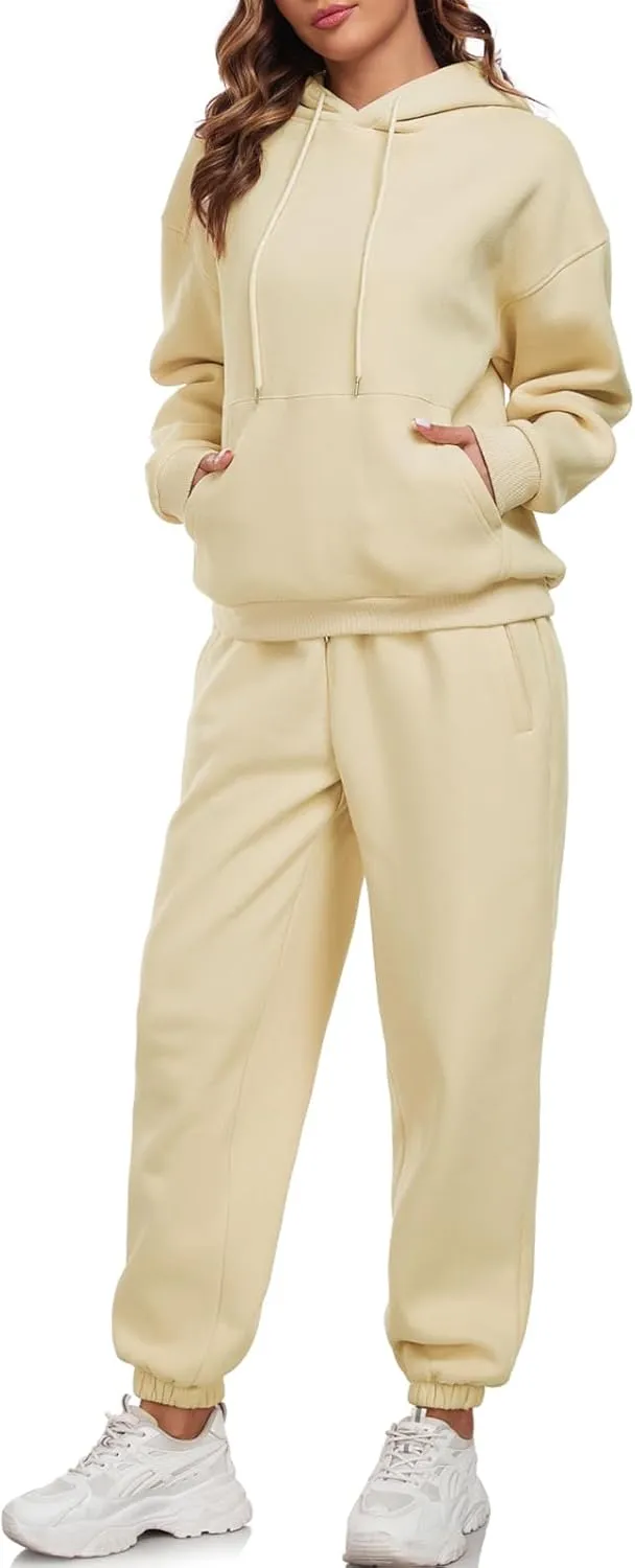 HOTIAN Womens 2 Piece Outfits Sweatsuit Oversized Hoodie Sweatshirt and Joggers Sweatpants Sets Tracksuit