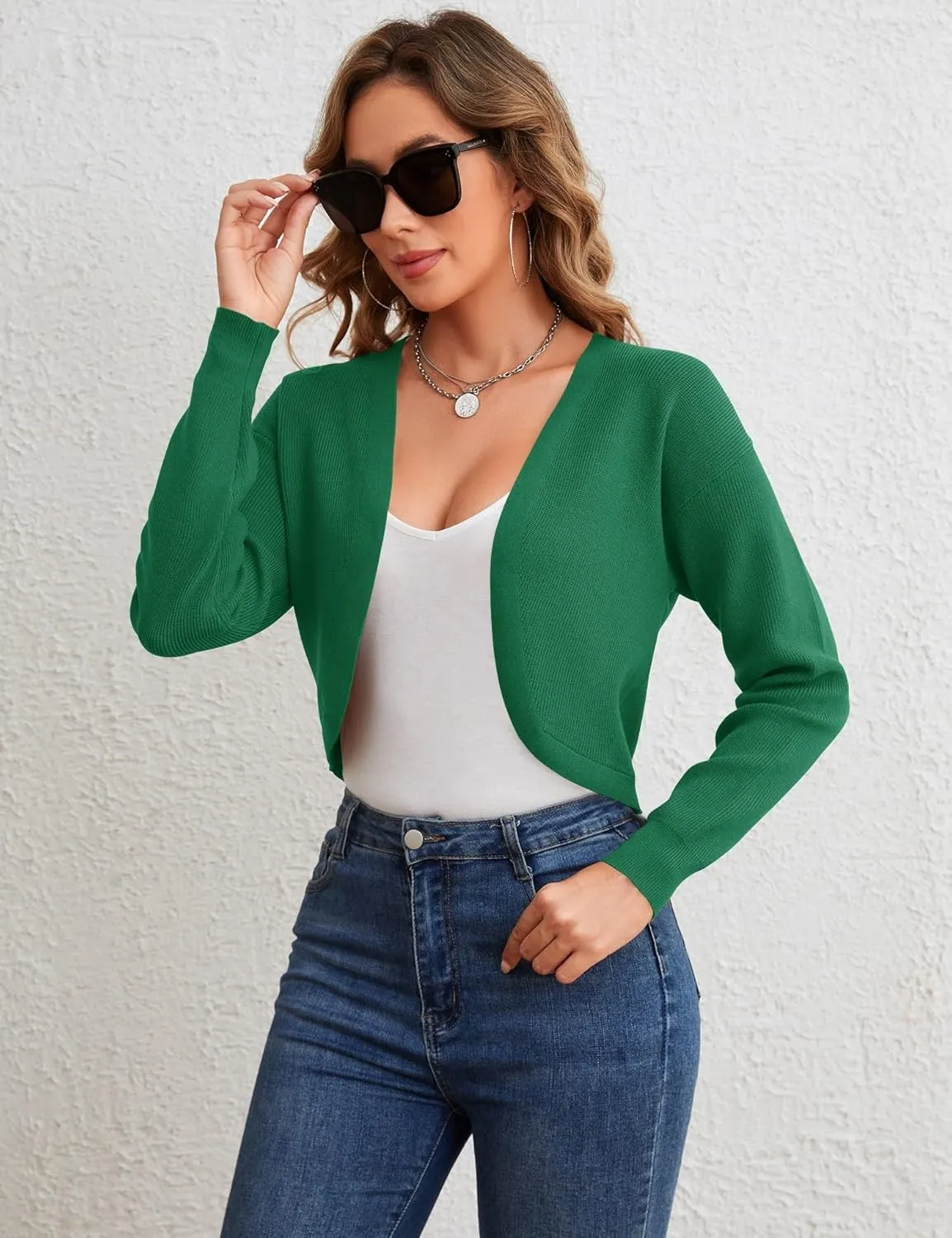 IECCP Cardigan Sweaters for Women 2024 Fall Fashion Long Sleeve Bolero Shrugs for Dresses Open Front Soft Knit Cardigan
