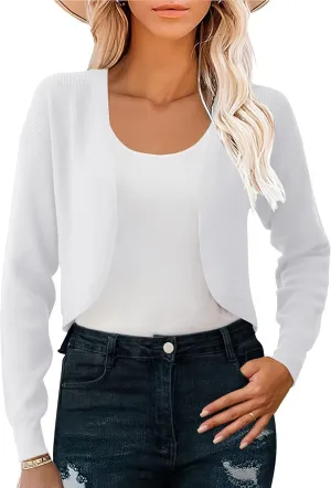IECCP Cardigan Sweaters for Women 2024 Fall Fashion Long Sleeve Bolero Shrugs for Dresses Open Front Soft Knit Cardigan