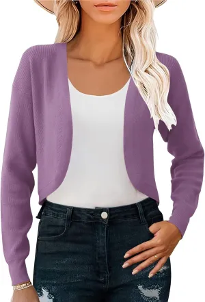 IECCP Cardigan Sweaters for Women 2024 Fall Fashion Long Sleeve Bolero Shrugs for Dresses Open Front Soft Knit Cardigan