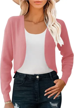 IECCP Cardigan Sweaters for Women 2024 Fall Fashion Long Sleeve Bolero Shrugs for Dresses Open Front Soft Knit Cardigan