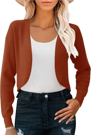 IECCP Cardigan Sweaters for Women 2024 Fall Fashion Long Sleeve Bolero Shrugs for Dresses Open Front Soft Knit Cardigan