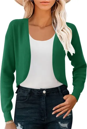 IECCP Cardigan Sweaters for Women 2024 Fall Fashion Long Sleeve Bolero Shrugs for Dresses Open Front Soft Knit Cardigan