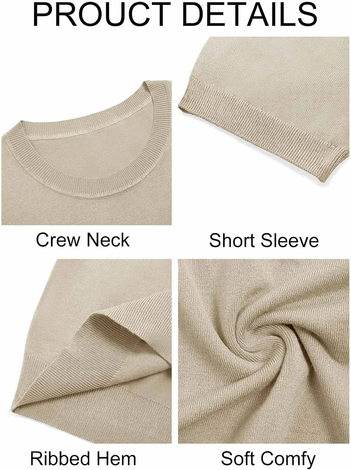 Imily Bela Womens Summer Short Sleeve Sweater Dressy Casual Crew Neck Knit Tops Fashion Pullover Shirts