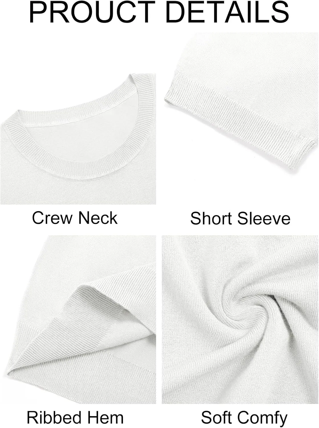 Imily Bela Womens Summer Short Sleeve Sweater Dressy Casual Crew Neck Knit Tops Fashion Pullover Shirts