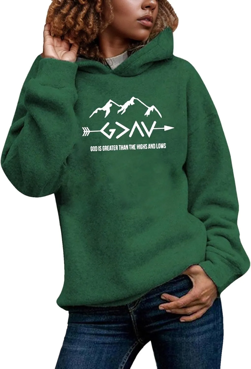 Jesus Sweatshirts For Womens God Is Greater Than The Highs And Lows Comfy Pullover Long Sleeve Round Neck Tops