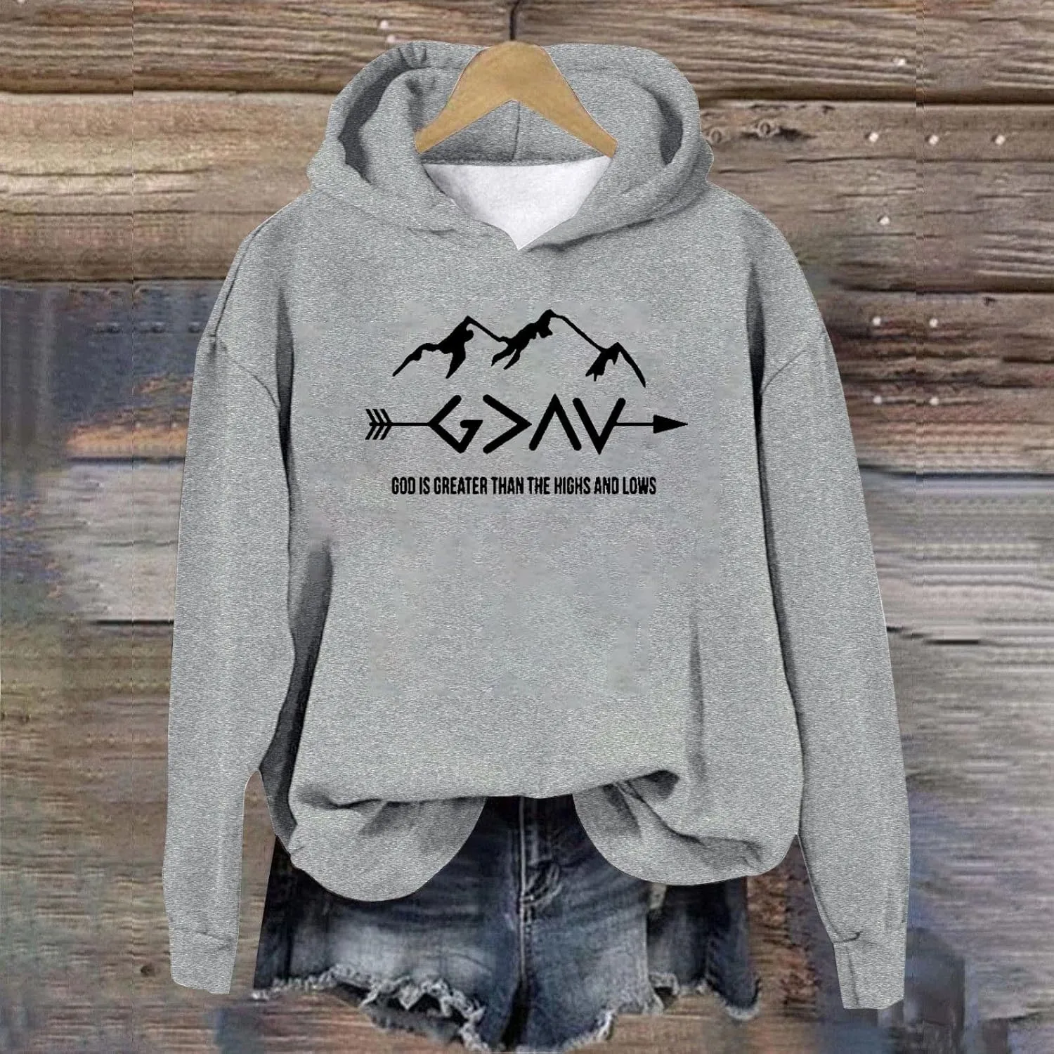 Jesus Sweatshirts For Womens God Is Greater Than The Highs And Lows Comfy Pullover Long Sleeve Round Neck Tops