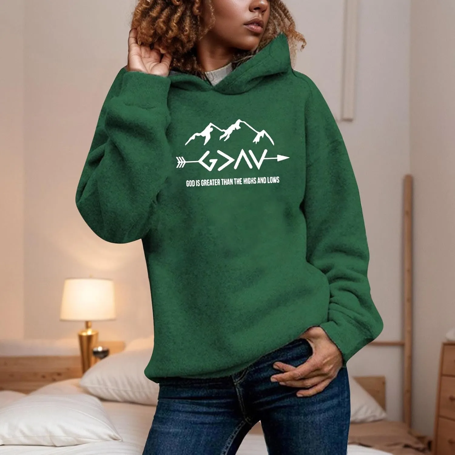 Jesus Sweatshirts For Womens God Is Greater Than The Highs And Lows Comfy Pullover Long Sleeve Round Neck Tops