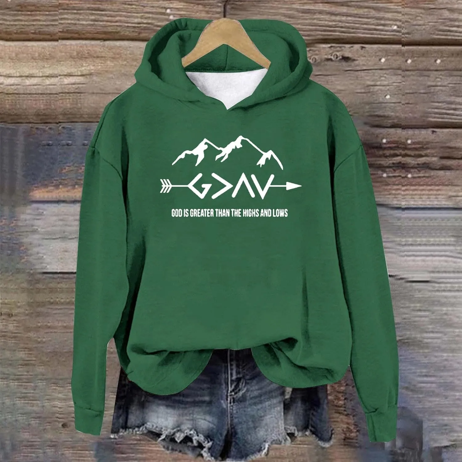 Jesus Sweatshirts For Womens God Is Greater Than The Highs And Lows Comfy Pullover Long Sleeve Round Neck Tops