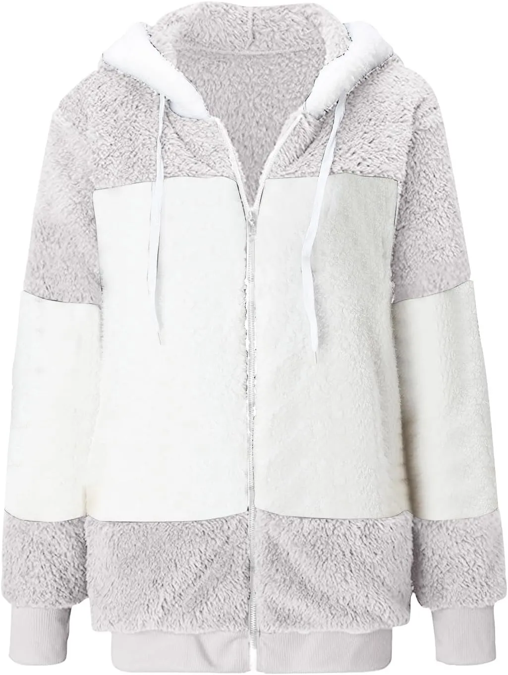 jovati Fleece Jacket Women Zip Up Color Block Hoodie Sweatshirts Long Sleeve Cardigan Fall Clothes 2023 Loose Fit Sweater