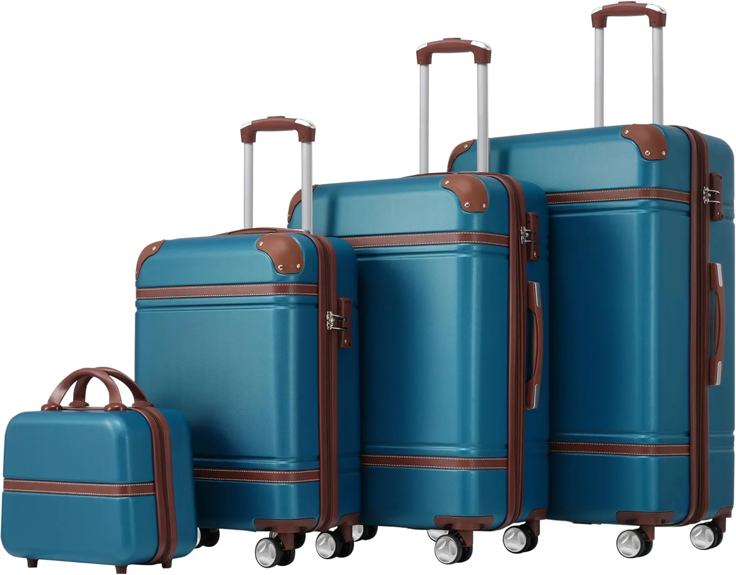 Kangmusi Hardshell Luggage Sets 4 Pieces 20" 24" 28" Luggages and Cosmetic Case Spinner Suitcase with TSA Lock Lightweight