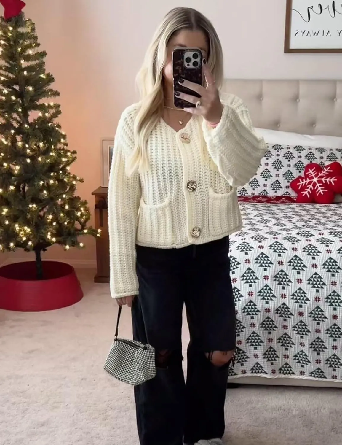 Kissonic Womens Cropped Cardigan Sweater Button Down Long Sleeve Chunky Soft Knit Sweater Open Front Loose Casual Coat