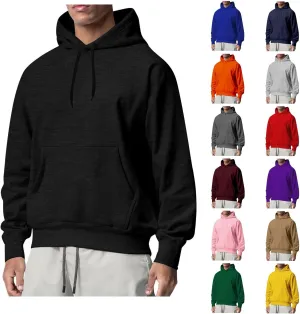 KUIOLYPOER Men's Hoodie 2024 Solid Color Lightweight Pocket Hooded Sweatshirt Long Sleeve Casual Regular Fit Pullover Top