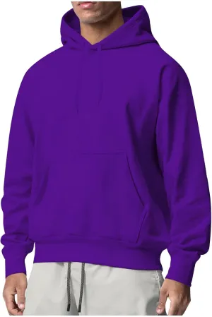 KUIOLYPOER Men's Hoodie 2024 Solid Color Lightweight Pocket Hooded Sweatshirt Long Sleeve Casual Regular Fit Pullover Top
