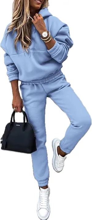 KYLASIEN Womens Casual Pullover Hoodies Tracksuit Long Sleeve Sweatshirts Fleece Lined 2022 Autumn Jogger Pant Two Piece Outfits Oversized Loungewear Workout Athletic Tracksuits