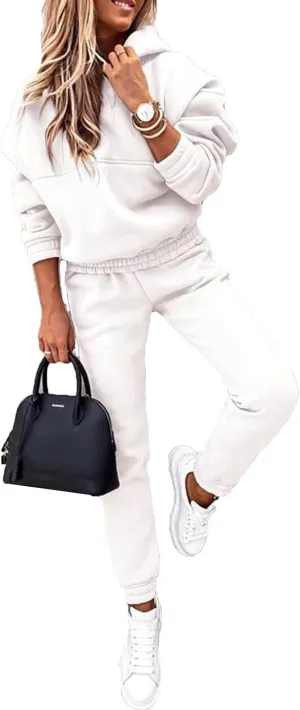KYLASIEN Women's Hoodies Tracksuit Set Long Sleeve Sweatshirts Winter Warm Long Pant Two Piece Sets Oversized Loungewear Workout Athletic Fashion Tracksuit Outfift