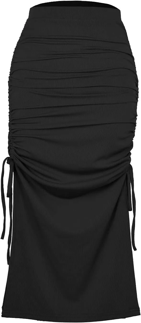 Ladies Skorts Skirt for Women Ribbed Wrap Slit Pencil Criss Cross Basic Maxi Long Skorts 2025 Regular Fit