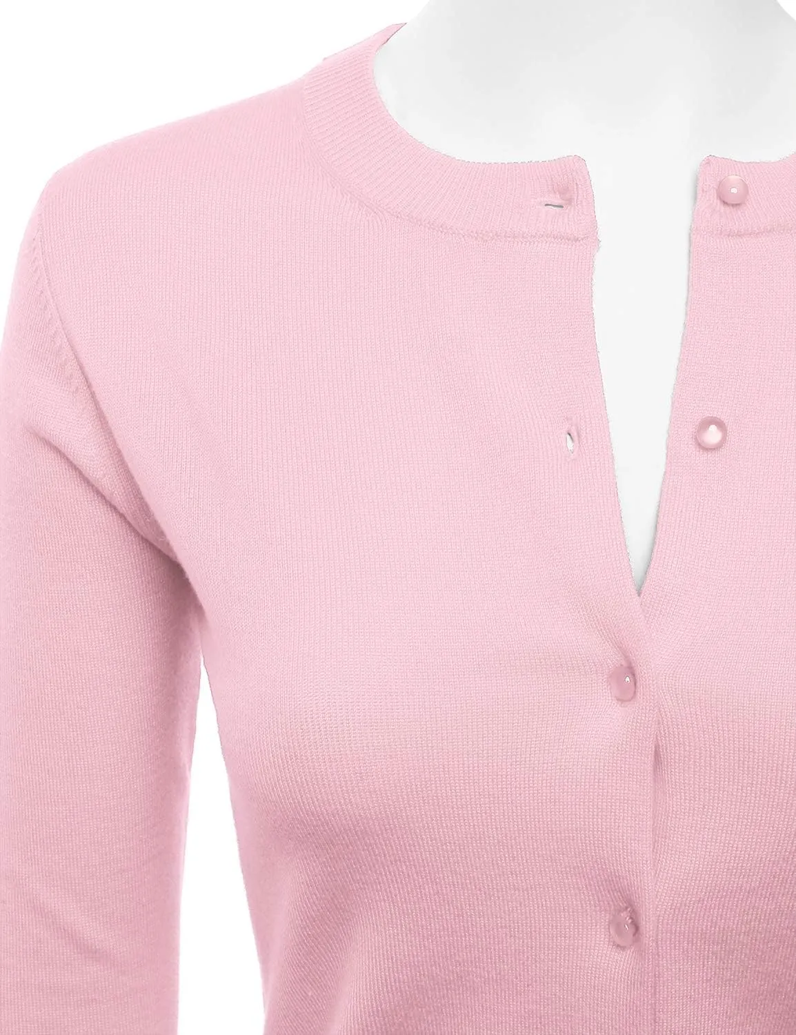 LALABEE Women's Crew Neck Gem Button Long Sleeve Soft Knit Cardigan Sweater