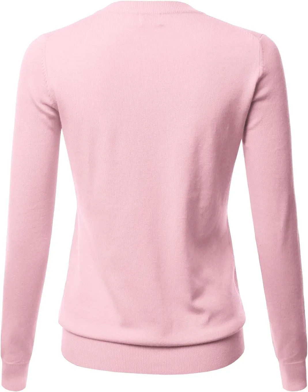 LALABEE Women's Crew Neck Gem Button Long Sleeve Soft Knit Cardigan Sweater