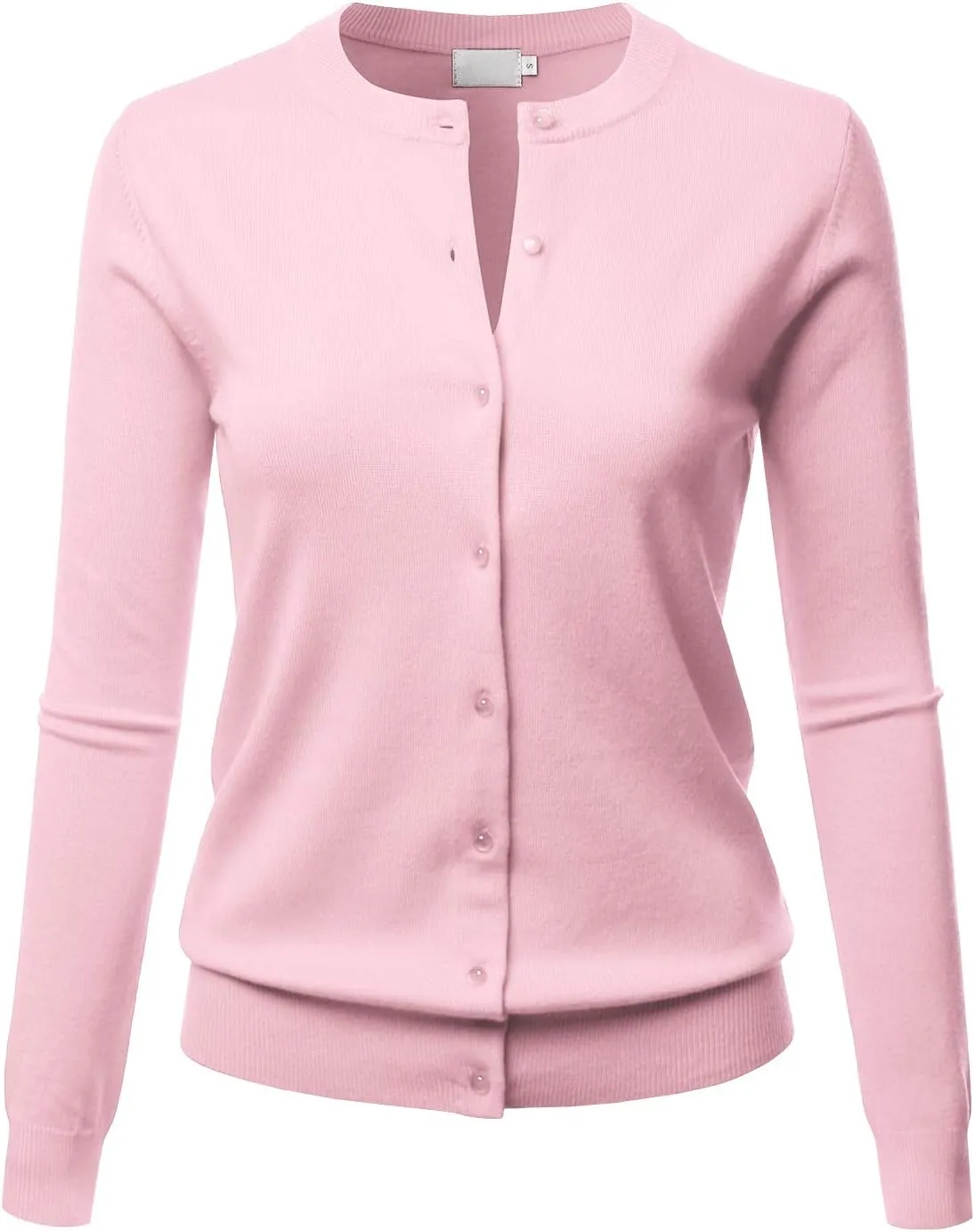 LALABEE Women's Crew Neck Gem Button Long Sleeve Soft Knit Cardigan Sweater