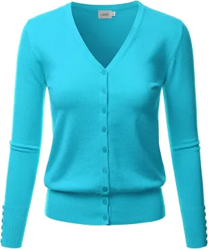 LALABEE Women's V-Neck Long Sleeve Button Down Sweater Cardigan Soft Knit(S-XXL)