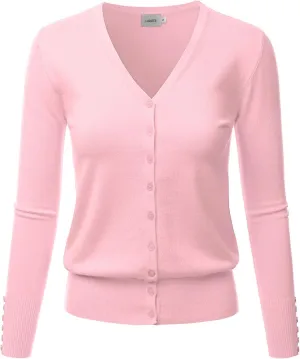 LALABEE Women's V-Neck Long Sleeve Button Down Sweater Cardigan Soft Knit(S-XXL)