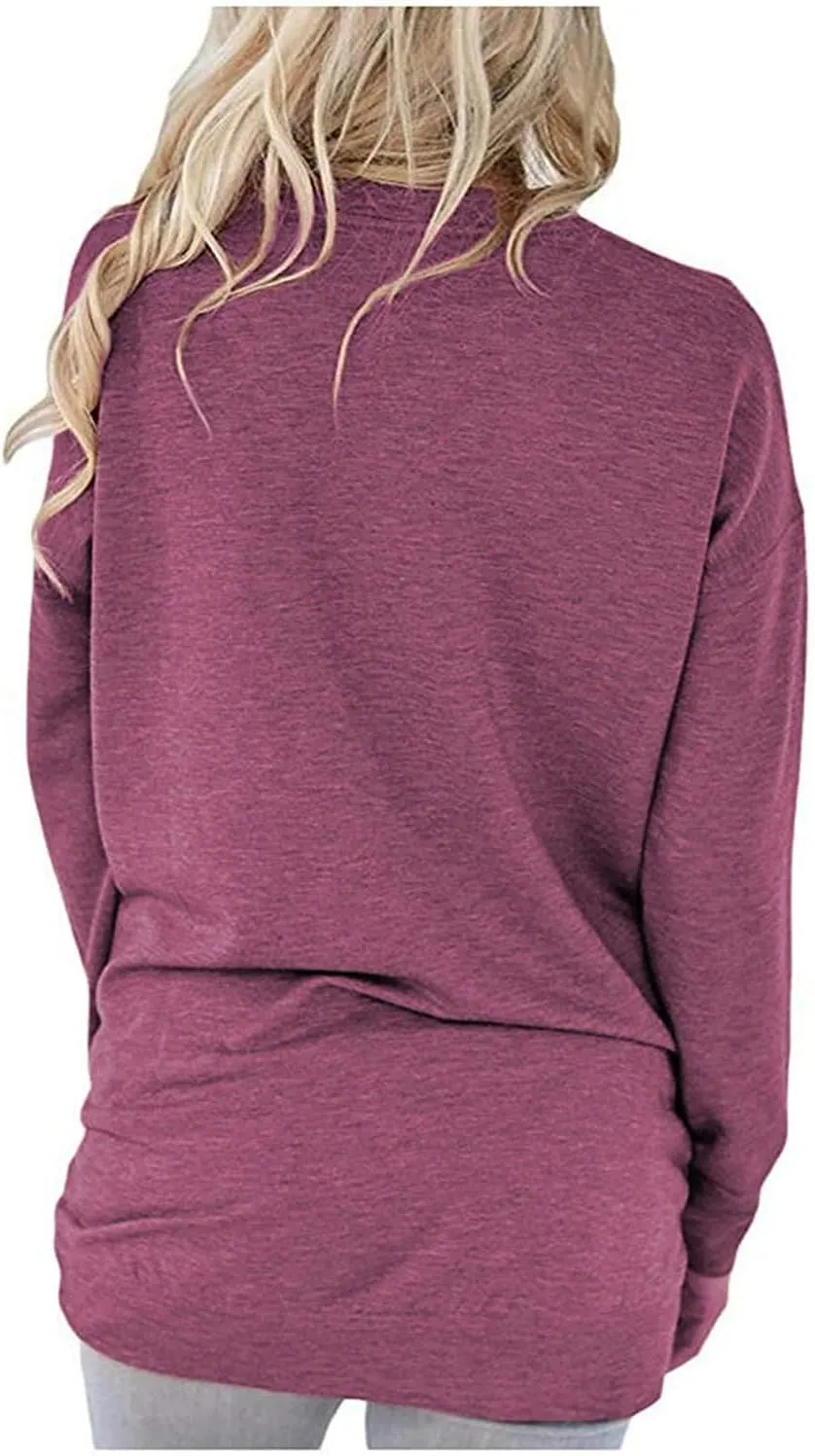 LaLaLa Women's Casual Loose Fit Tunic Tops Long Sleeve Comfy Sweatshirts Pullover T-Shirts Blouses