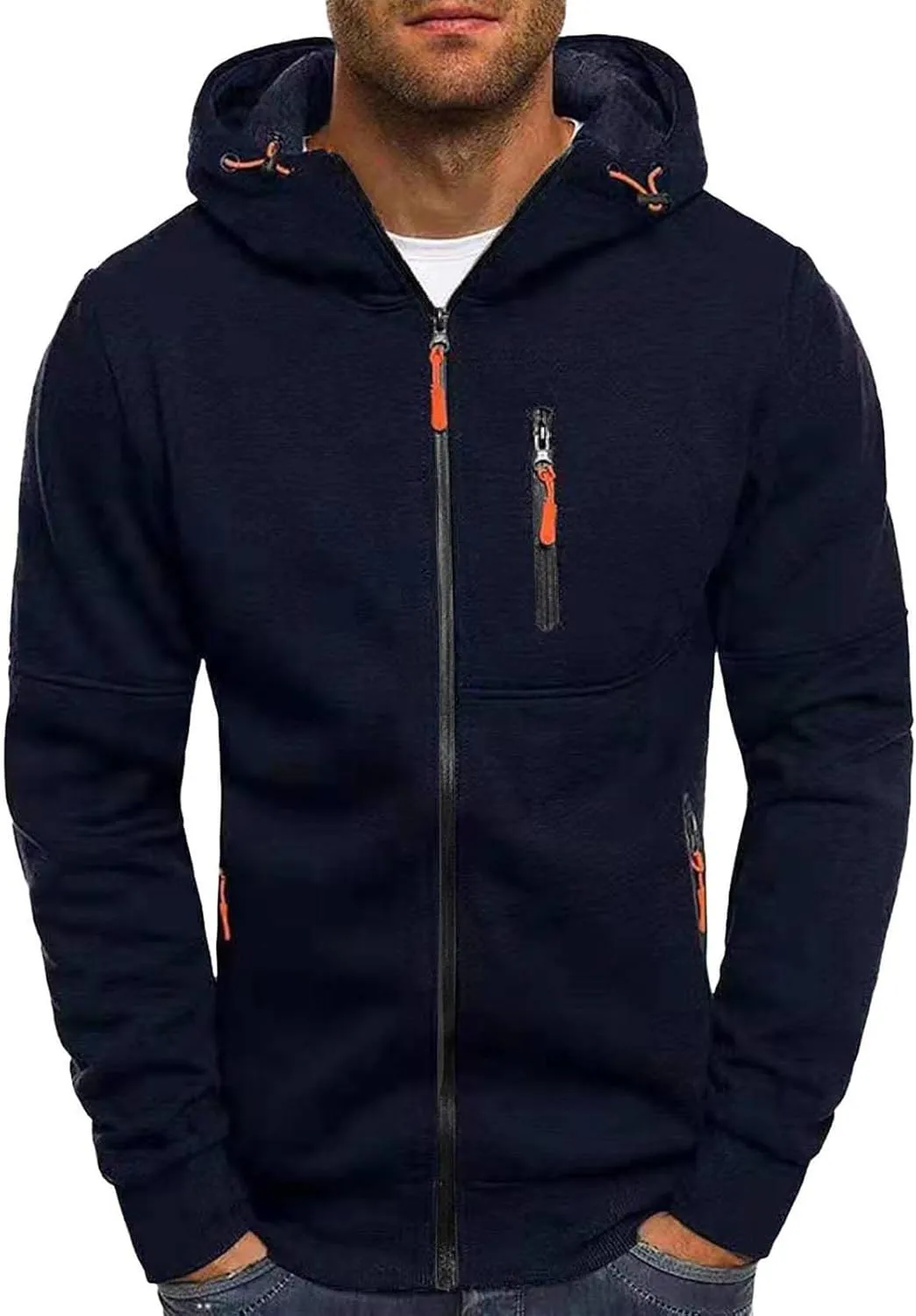 LCMTWX Hoodies for Men Hoodie Splicing Large Size Sweater Jacket Midweight Fleece Sweatshirt Solid Color Sweatshirt With