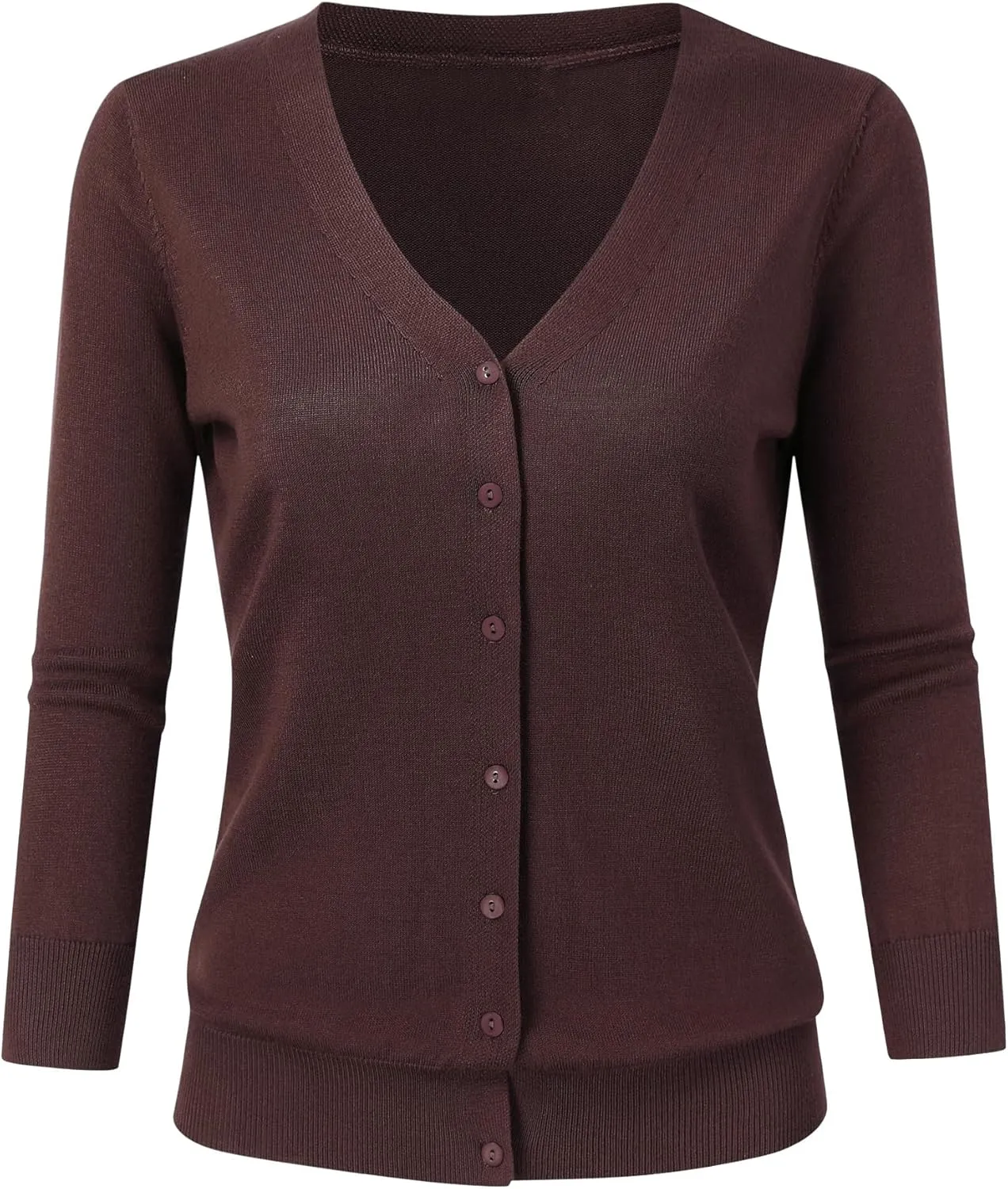 Leadingstar Women's 3/4 Sleeve Cardigan Lightweight Sweater Cardigan V-Neck Solid Color Soft Knit Sweater Tops