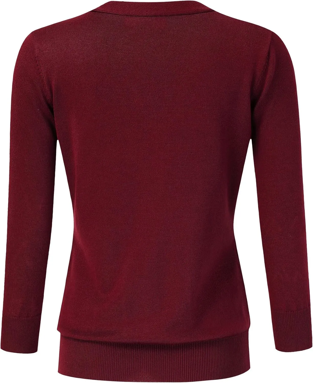 Leadingstar Women's 3/4 Sleeve Cardigan Lightweight Sweater Cardigan V-Neck Solid Color Soft Knit Sweater Tops