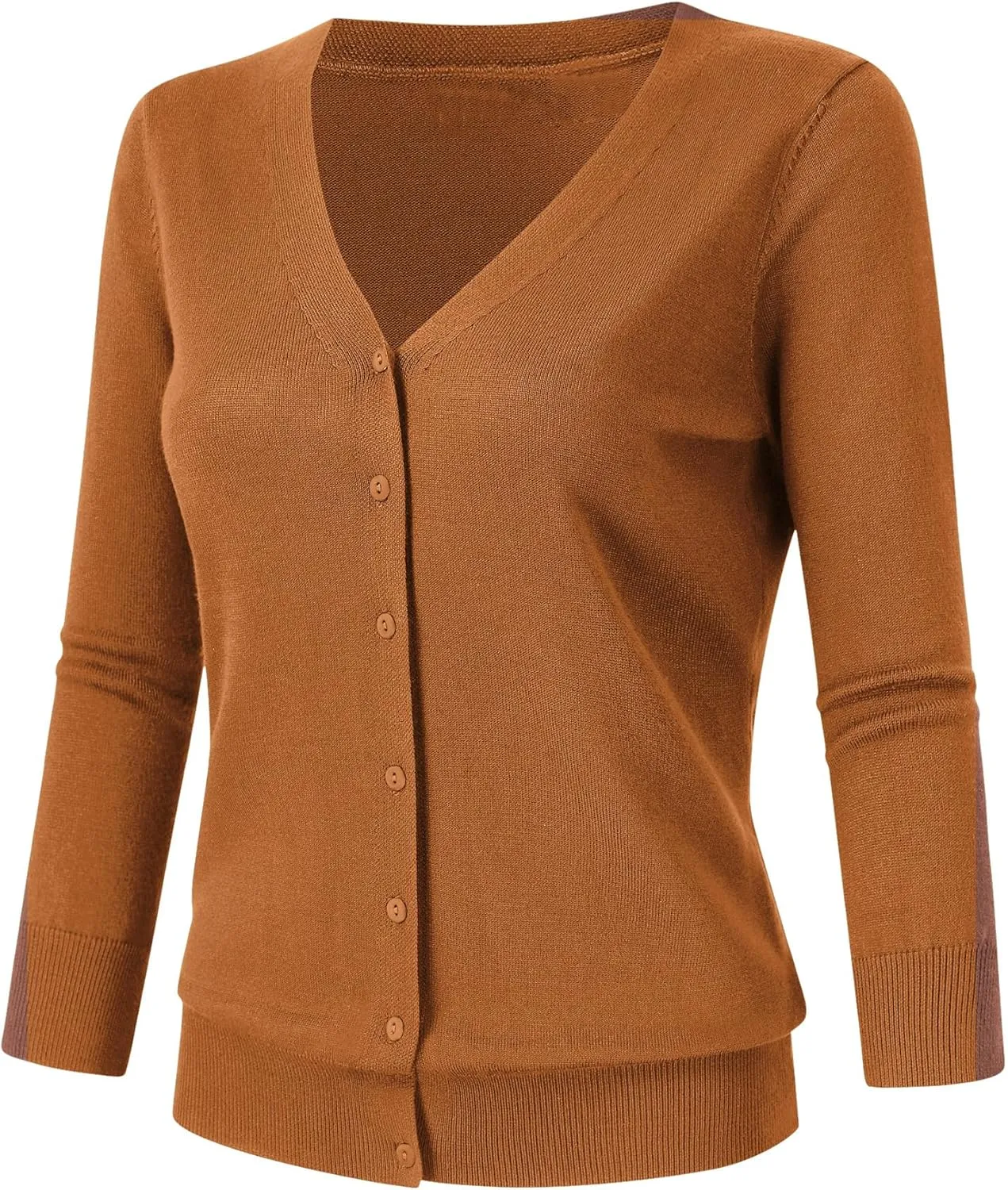 Leadingstar Women's 3/4 Sleeve Cardigan Lightweight Sweater Cardigan V-Neck Solid Color Soft Knit Sweater Tops