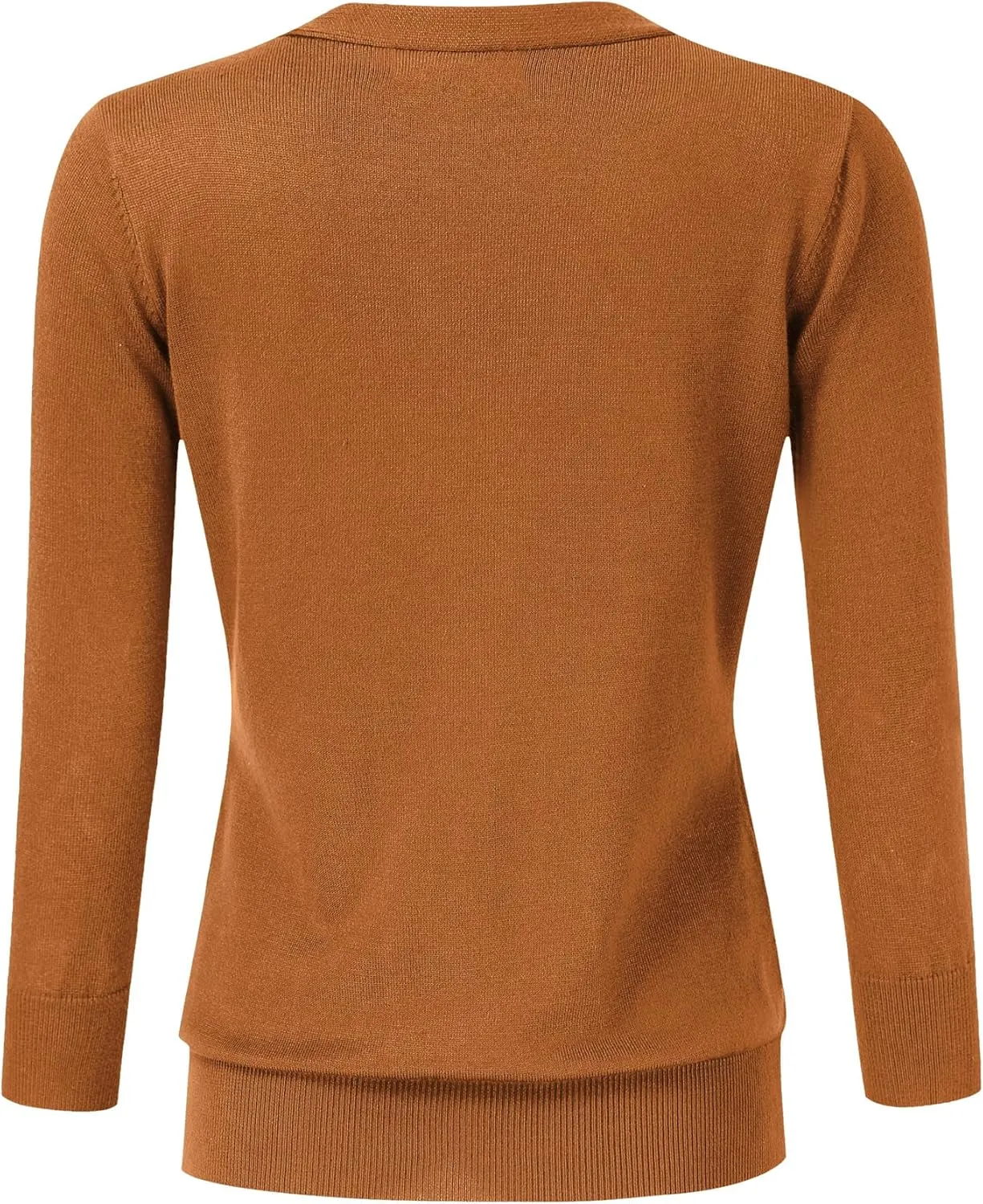 Leadingstar Women's 3/4 Sleeve Cardigan Lightweight Sweater Cardigan V-Neck Solid Color Soft Knit Sweater Tops