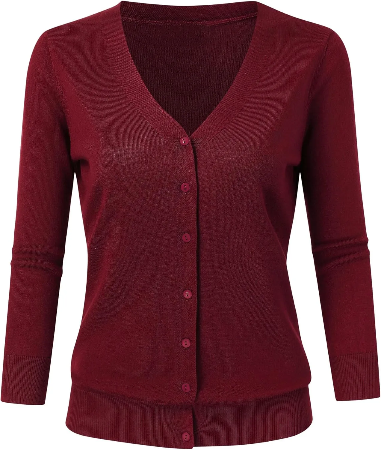 Leadingstar Women's 3/4 Sleeve Cardigan Lightweight Sweater Cardigan V-Neck Solid Color Soft Knit Sweater Tops