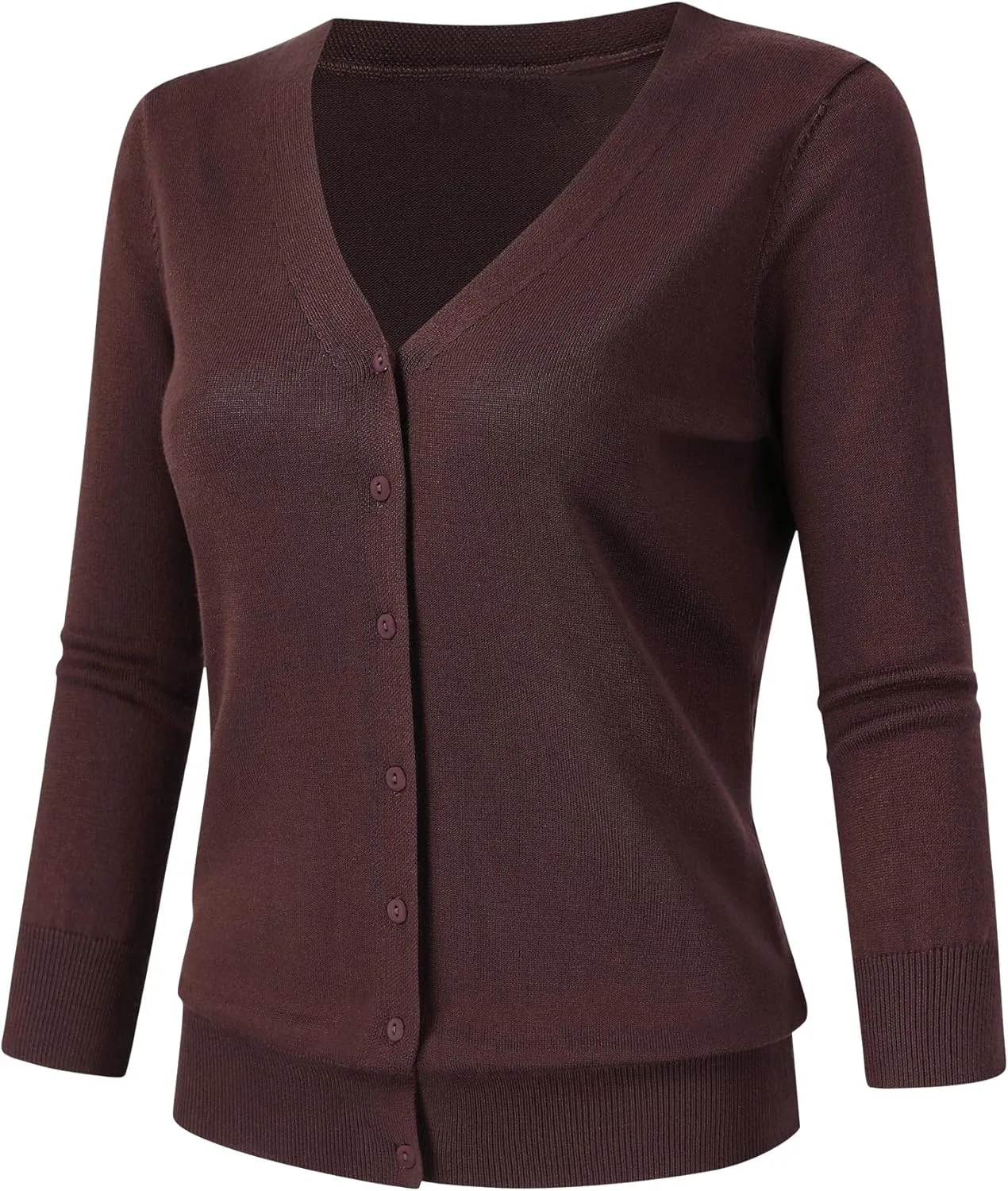 Leadingstar Women's 3/4 Sleeve Cardigan Lightweight Sweater Cardigan V-Neck Solid Color Soft Knit Sweater Tops