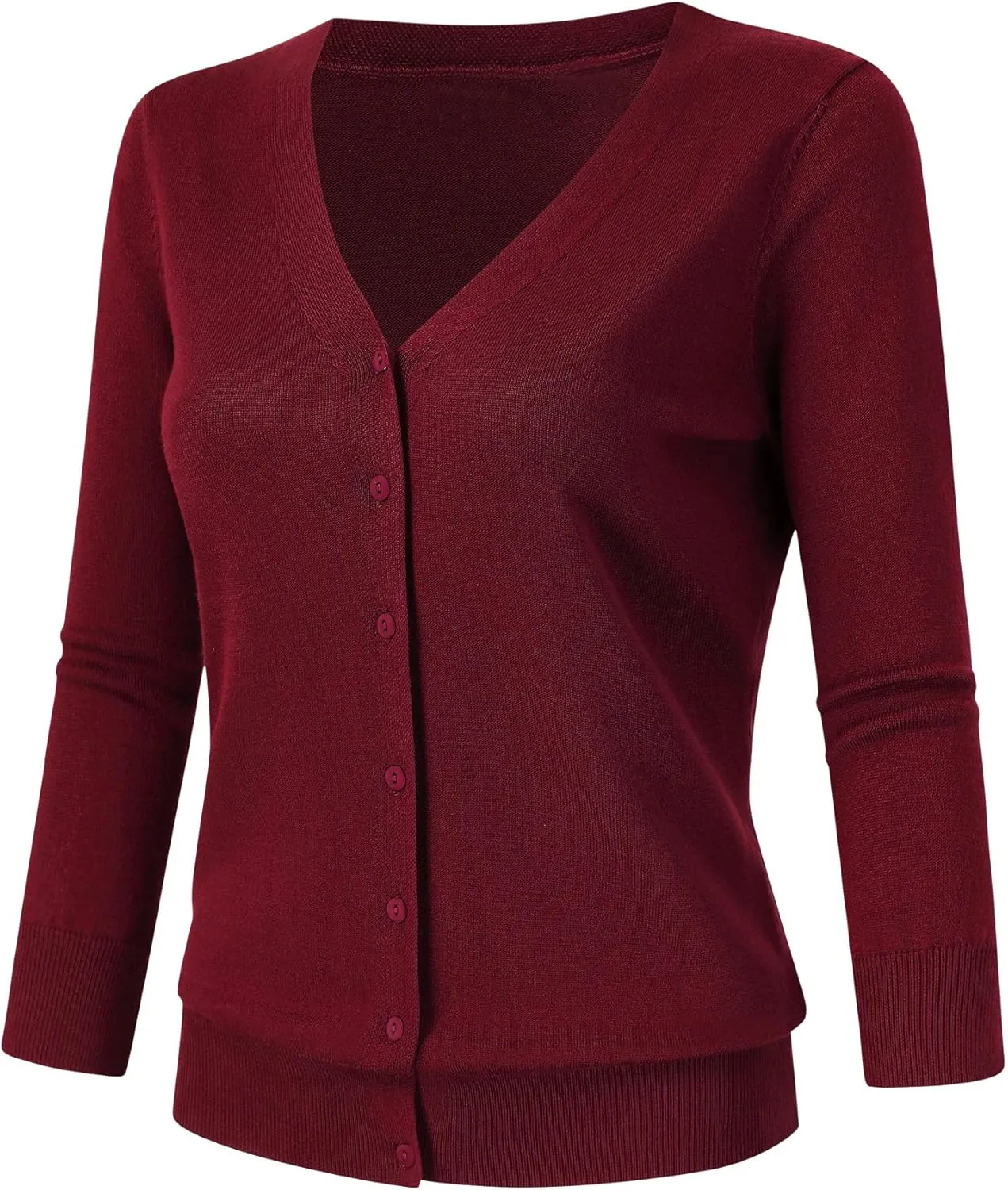 Leadingstar Women's 3/4 Sleeve Cardigan Lightweight Sweater Cardigan V-Neck Solid Color Soft Knit Sweater Tops