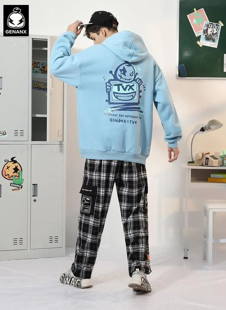 Letter Print Kangaroo Pocket Napping Hoodies