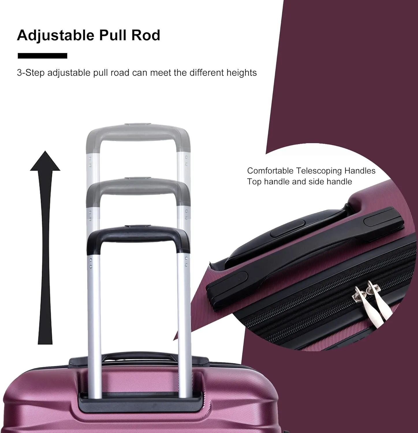 Lightweight 3-Piece PC Luggage Set - Expandable Suitcase Set Durable Suitcase Set with TSA Lock and Telescoping Handle - Double Spinner Wheels, 21'' / 25'' / 29'' (Red)