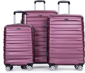 Lightweight 3-Piece PC Luggage Set - Expandable Suitcase Set Durable Suitcase Set with TSA Lock and Telescoping Handle - Double Spinner Wheels, 21'' / 25'' / 29'' (Red)