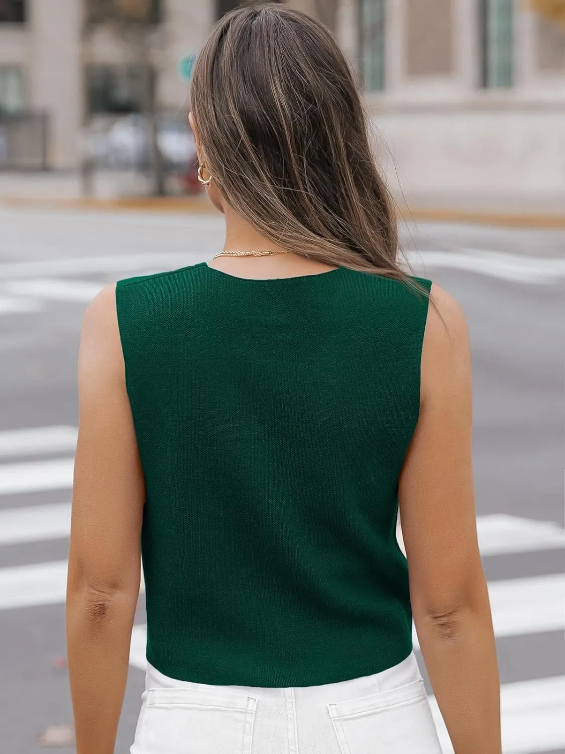 LILLUSORY Sweater Vest Women Dressy Button Up Sweater Tank Tops 2024 Knit Work Business Casual Outfits