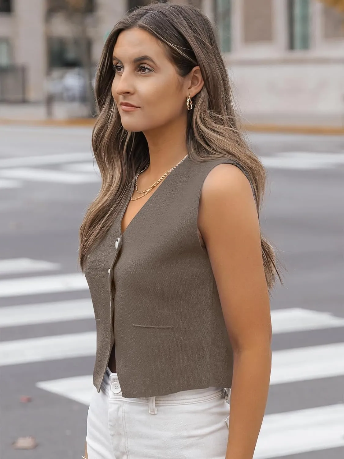 LILLUSORY Sweater Vest Women Dressy Button Up Sweater Tank Tops 2024 Knit Work Business Casual Outfits