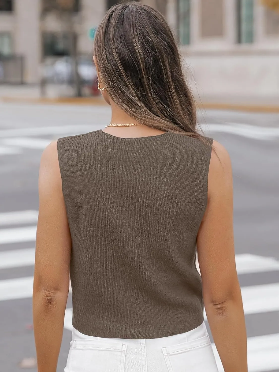 LILLUSORY Sweater Vest Women Dressy Button Up Sweater Tank Tops 2024 Knit Work Business Casual Outfits