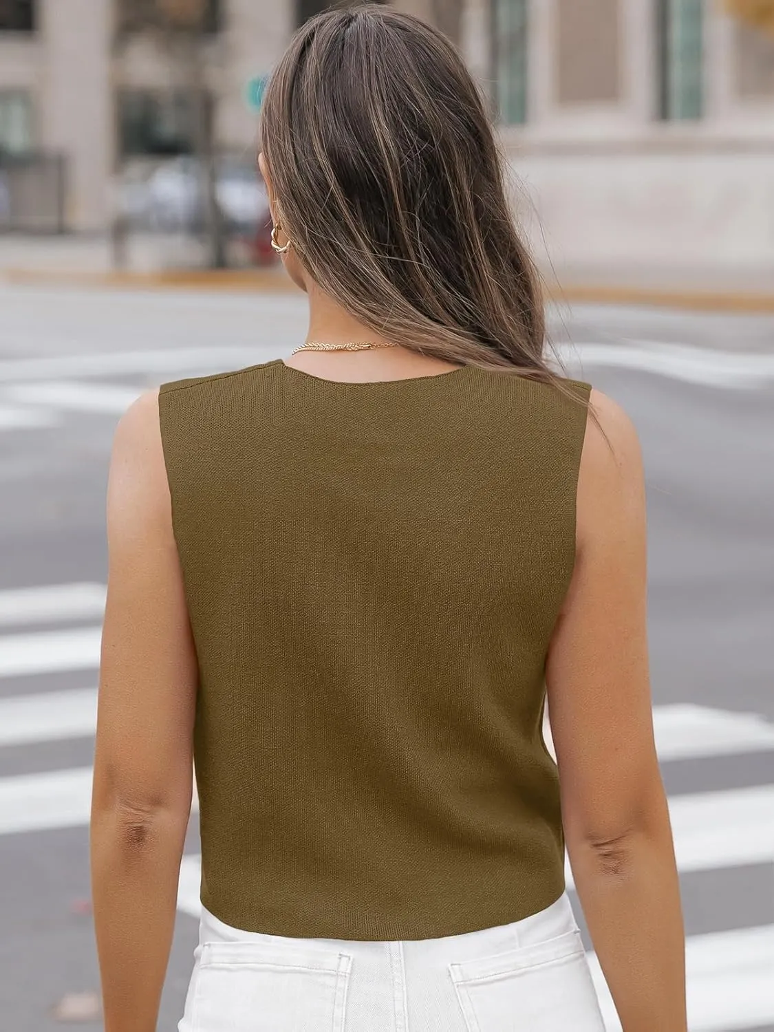 LILLUSORY Sweater Vest Women Dressy Button Up Sweater Tank Tops 2024 Knit Work Business Casual Outfits