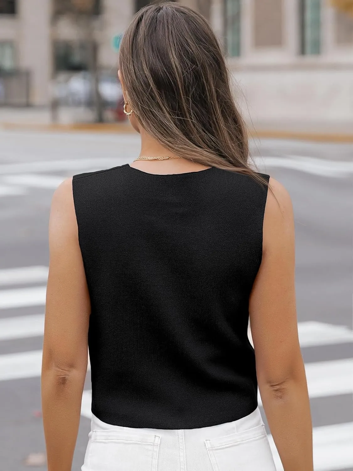 LILLUSORY Sweater Vest Women Dressy Button Up Sweater Tank Tops 2024 Knit Work Business Casual Outfits
