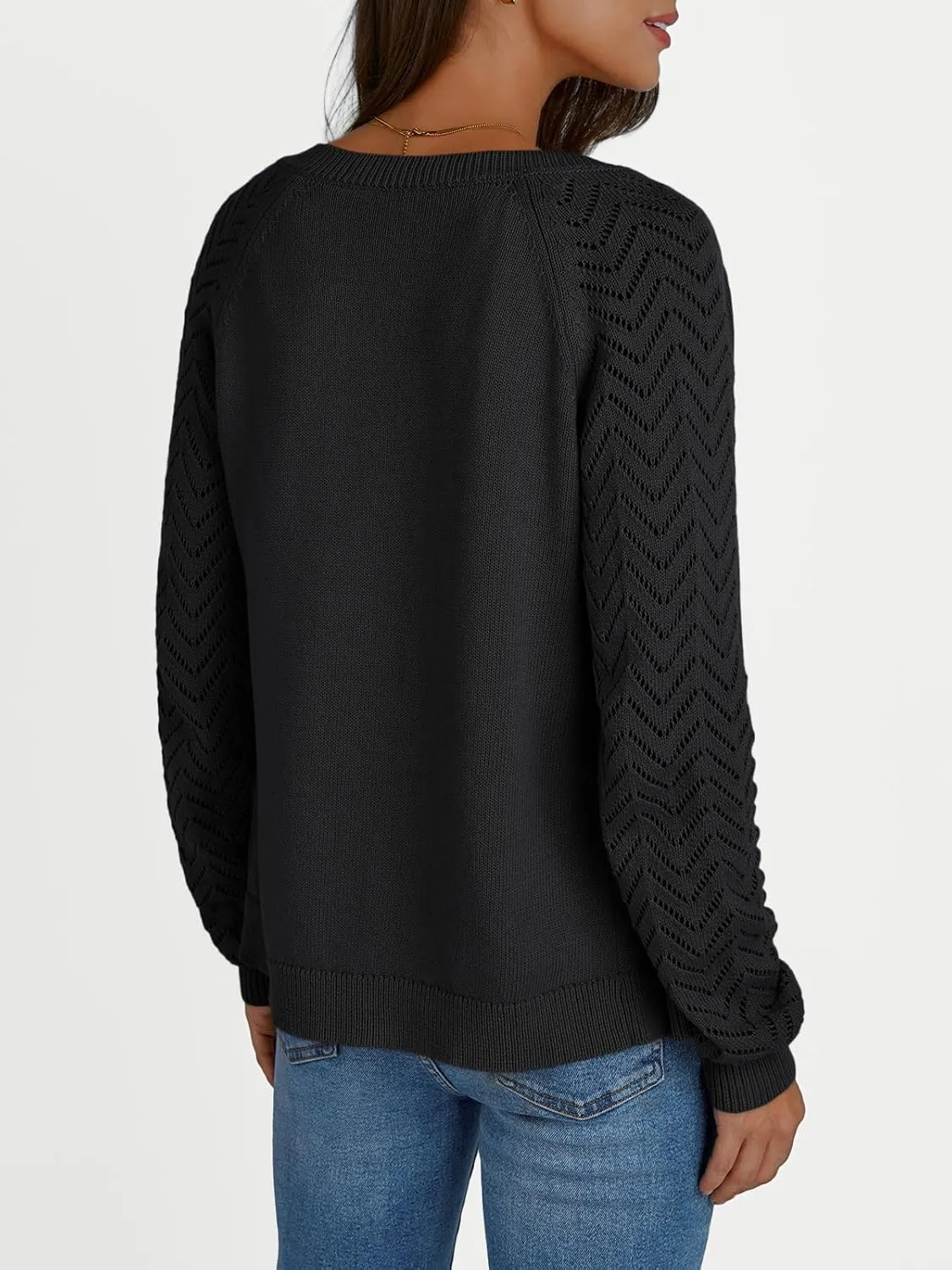 LILLUSORY Womens Hollowed-Out Crochet Cardigan Sweaters Soft Knit Lightweight Slightly Cropped Sweater